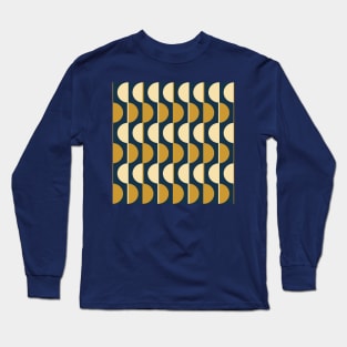 Gold and Navy Retro Half-Circles Long Sleeve T-Shirt